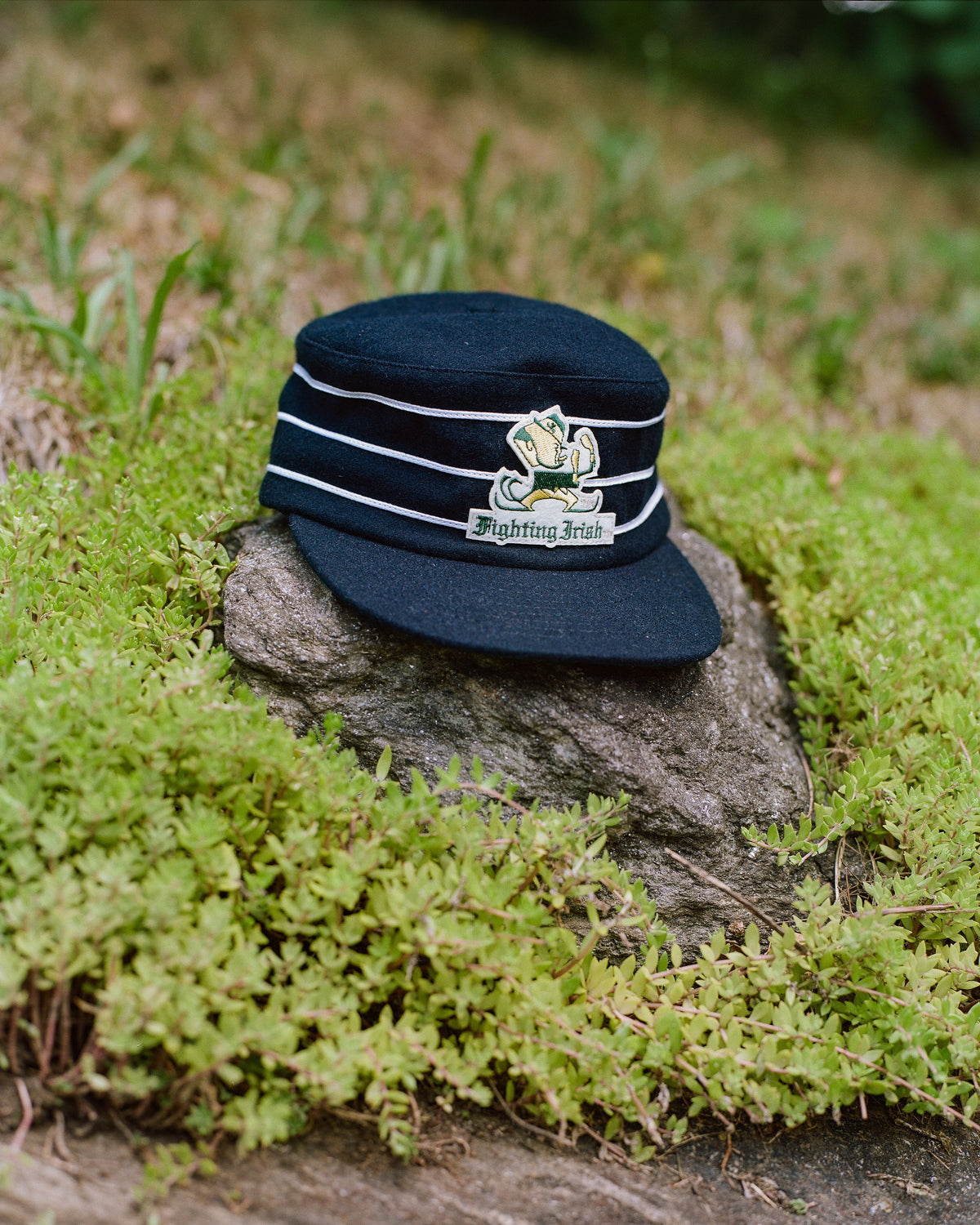 Notre Dame Leprechaun Pillbox Wool Ballcap product image 2, provided for visual reference and product detail review