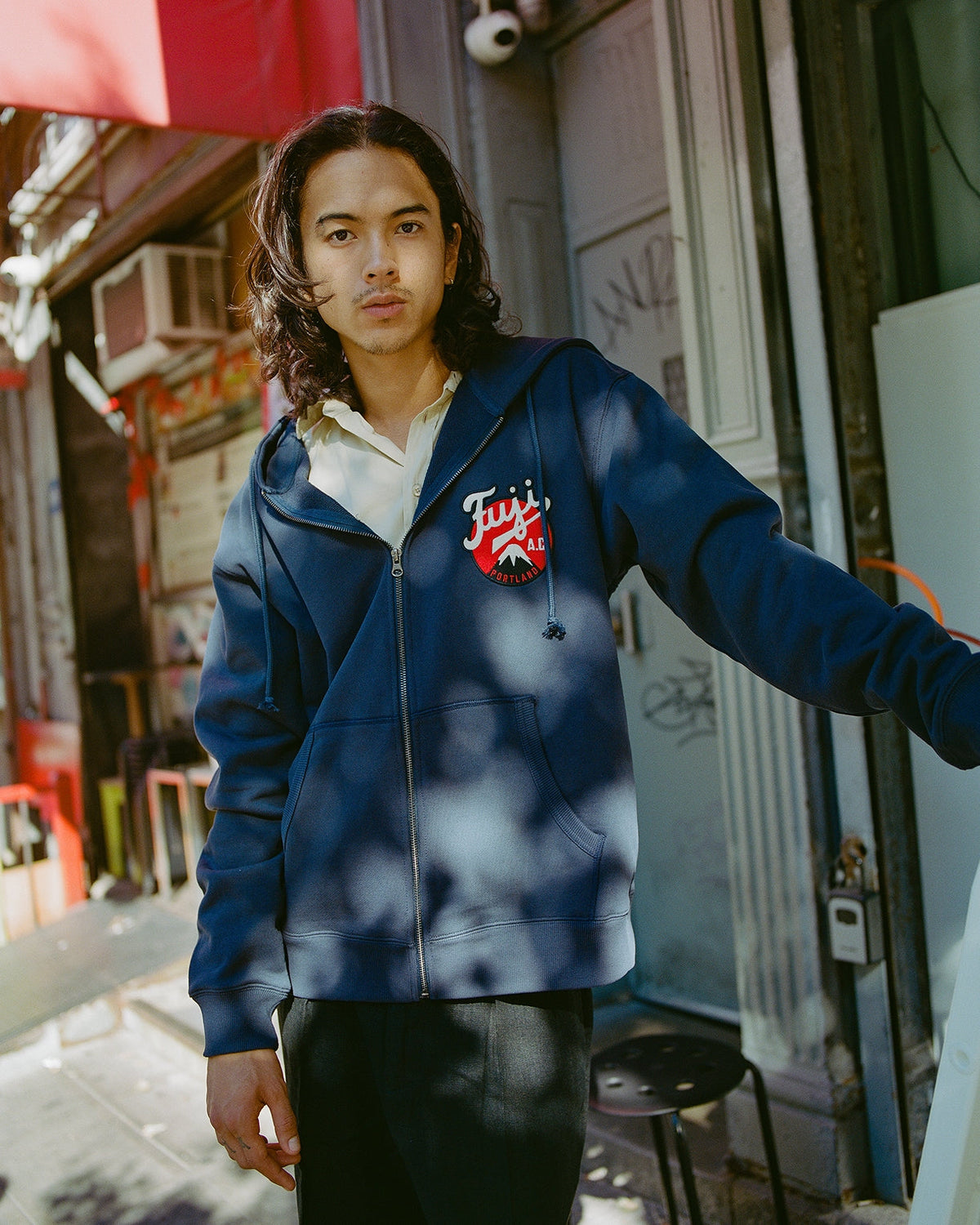 Fuji Athletic Club Heavyweight Cotton Terry Full-Zip Hoodie product image 2, provided for visual reference and product