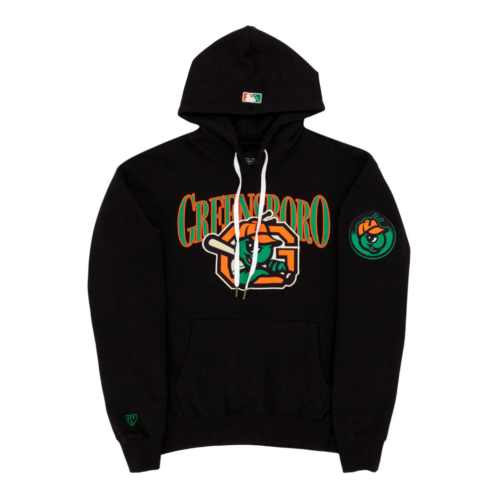 Greensboro Grasshoppers MiLB Cotton Hooded Sweatshirt product image 1, provided for visual reference and product detail