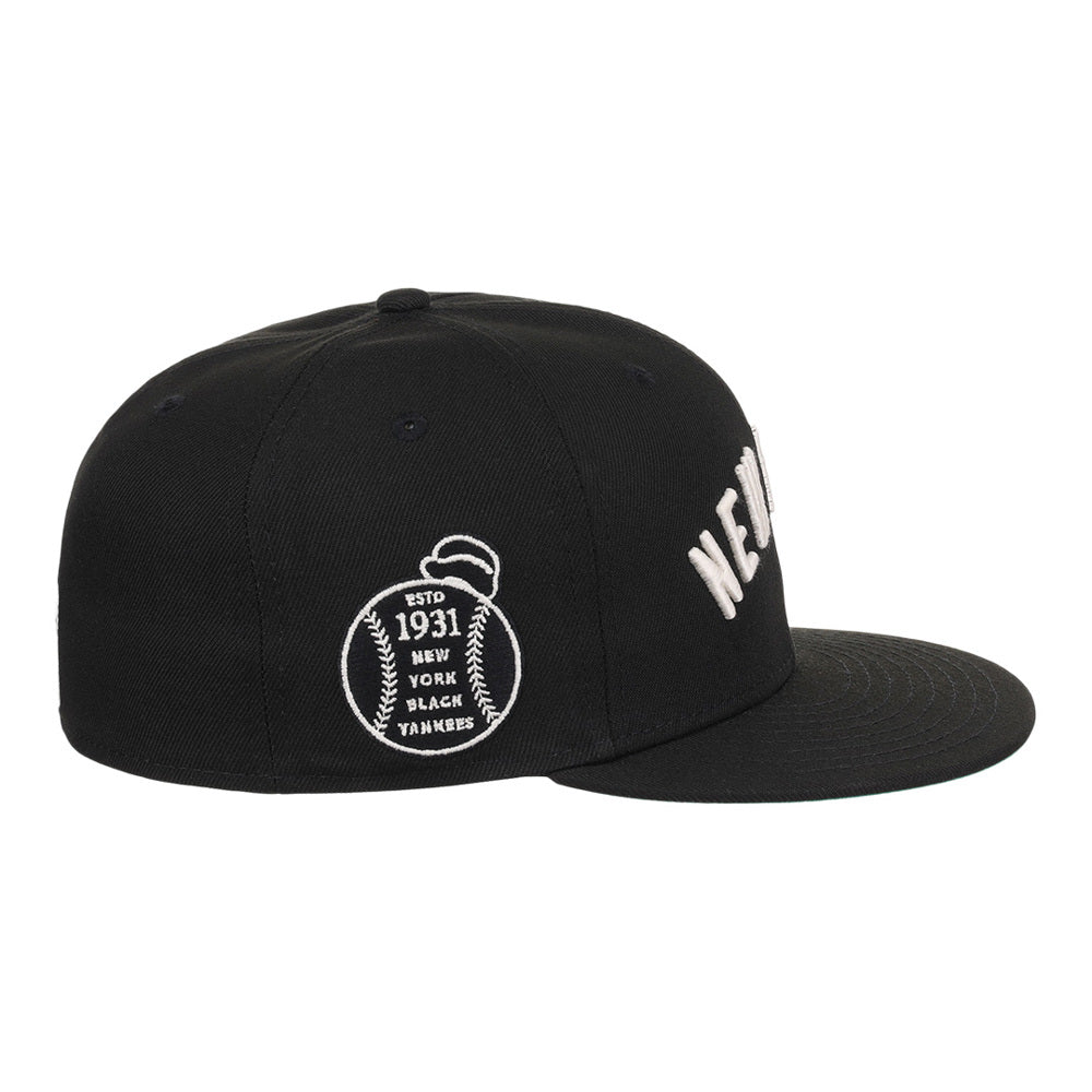 New York Black Yankees NLB Black/White Fitted Ballcap product image 3, provided for visual reference and product detail