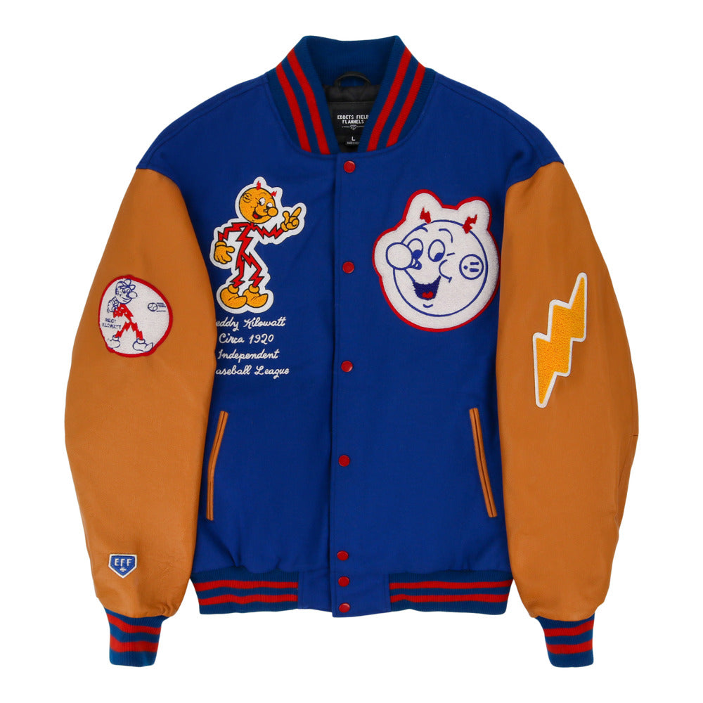 Reddy Kilowatt Dna Varsity Jacket product image 1, provided for visual reference and product detail review