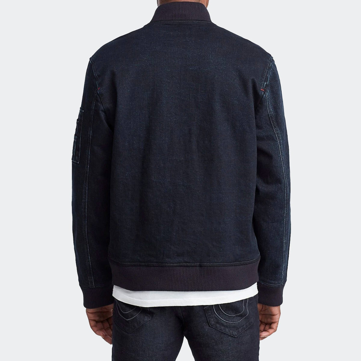 True Religion Manchester United Denim Bomber Jacket product image 3, provided for visual reference and product detail review