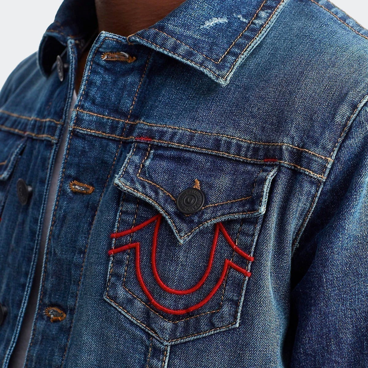 Manchester United Embroidered Denim Jacket for Men product image 4, provided for visual reference and product detail review