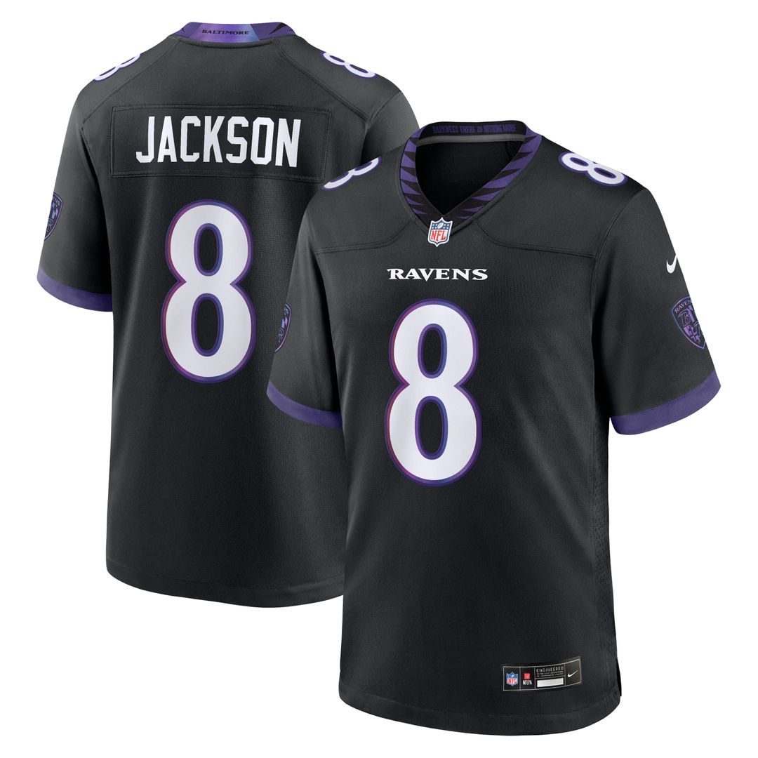 Baltimore Ravens Lamar Jackson Nike Black Alternate Game product image 1