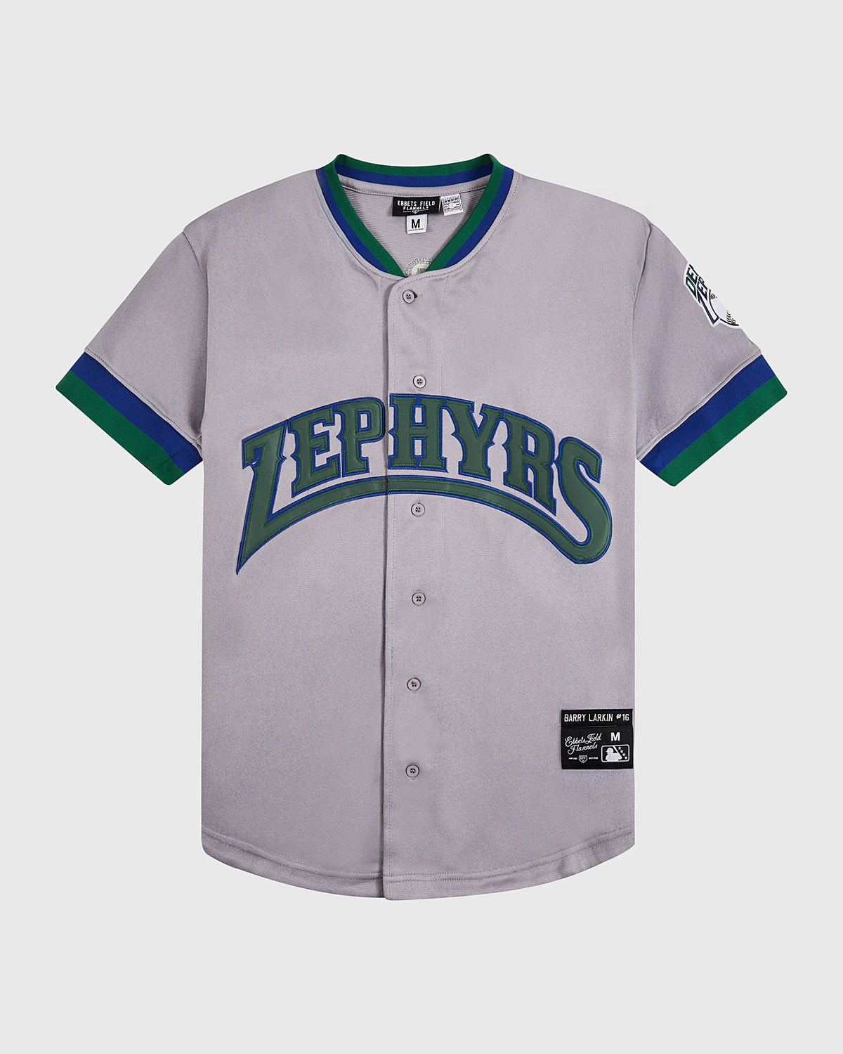 Barry Larkin Denver Zephyrs Button Up Jersey product image 1, provided for visual reference and product detail review
