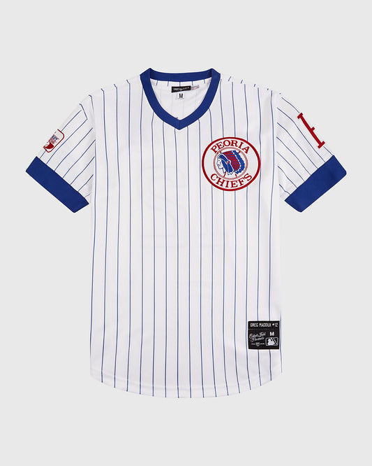 Greg Maddux Peoria Chiefs V-Neck Jersey product image 1, provided for visual reference and product detail review
