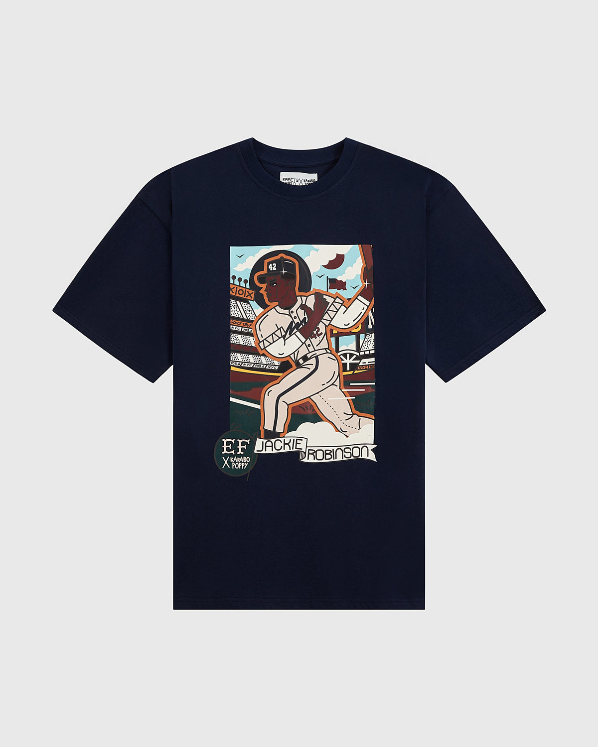 Karabo Poppy x Ebbets Field Jackie Robinson Short Sleeve Graphic T-Shirt product image 1, provided for visual reference and