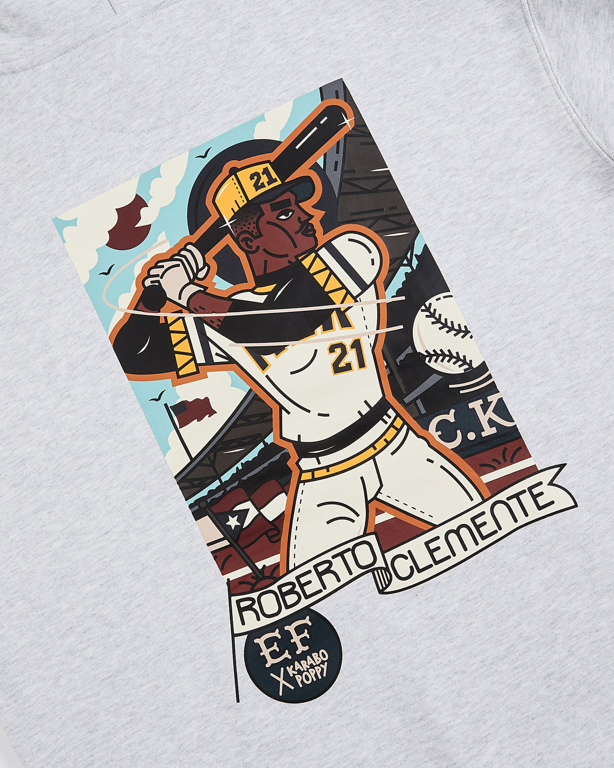 Karabo Poppy x Ebbets Field Roberto Clemente Heavyweight Cotton Pullover Hoodie product image 6, provided for visual
