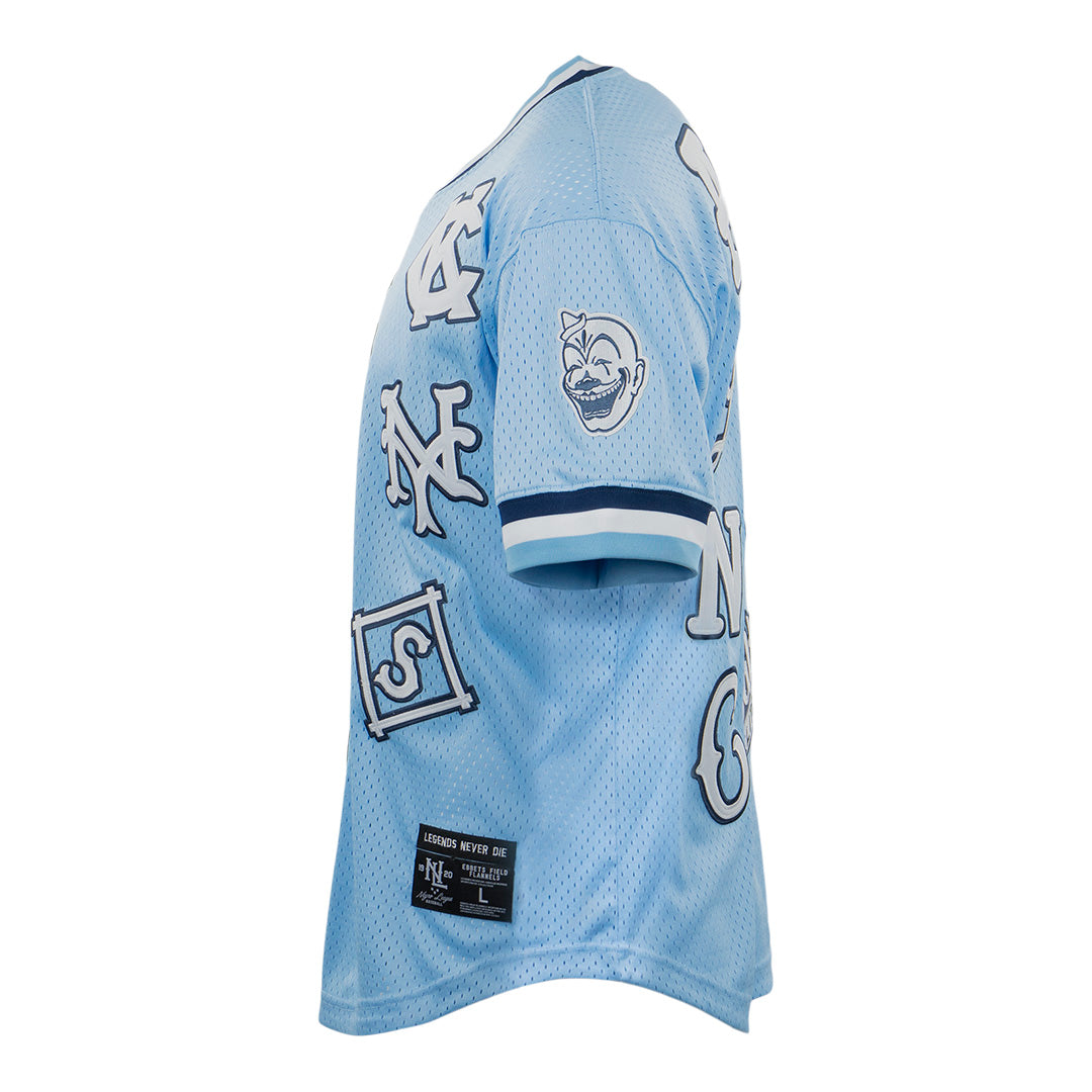 Negro League Allover Vintage Inspired NL Replica V-Neck Mesh Jersey - Light Blue product image 3, provided for visual
