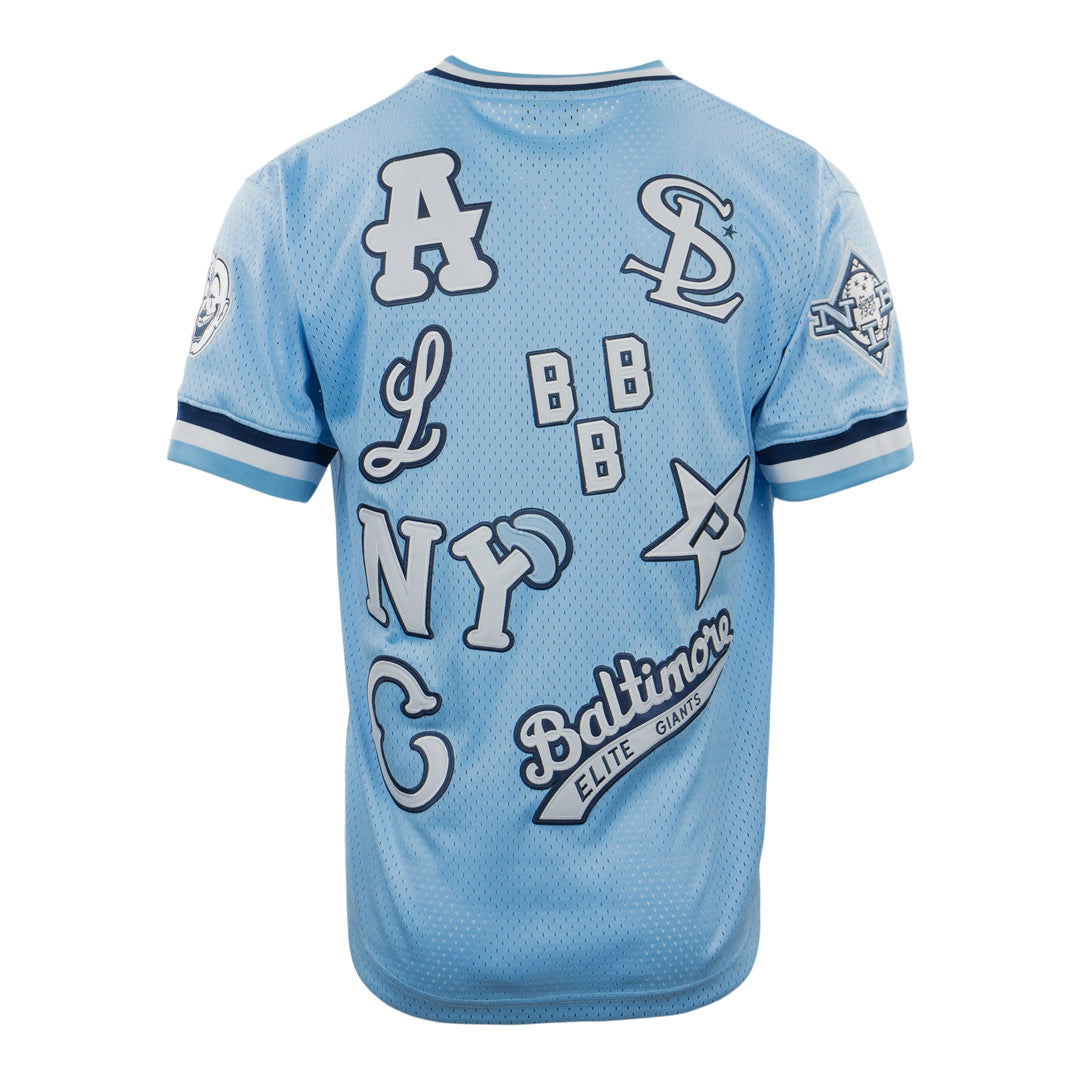 Negro League Allover Vintage Inspired NL Replica V-Neck Mesh Jersey - Light Blue product image 5, provided for visual