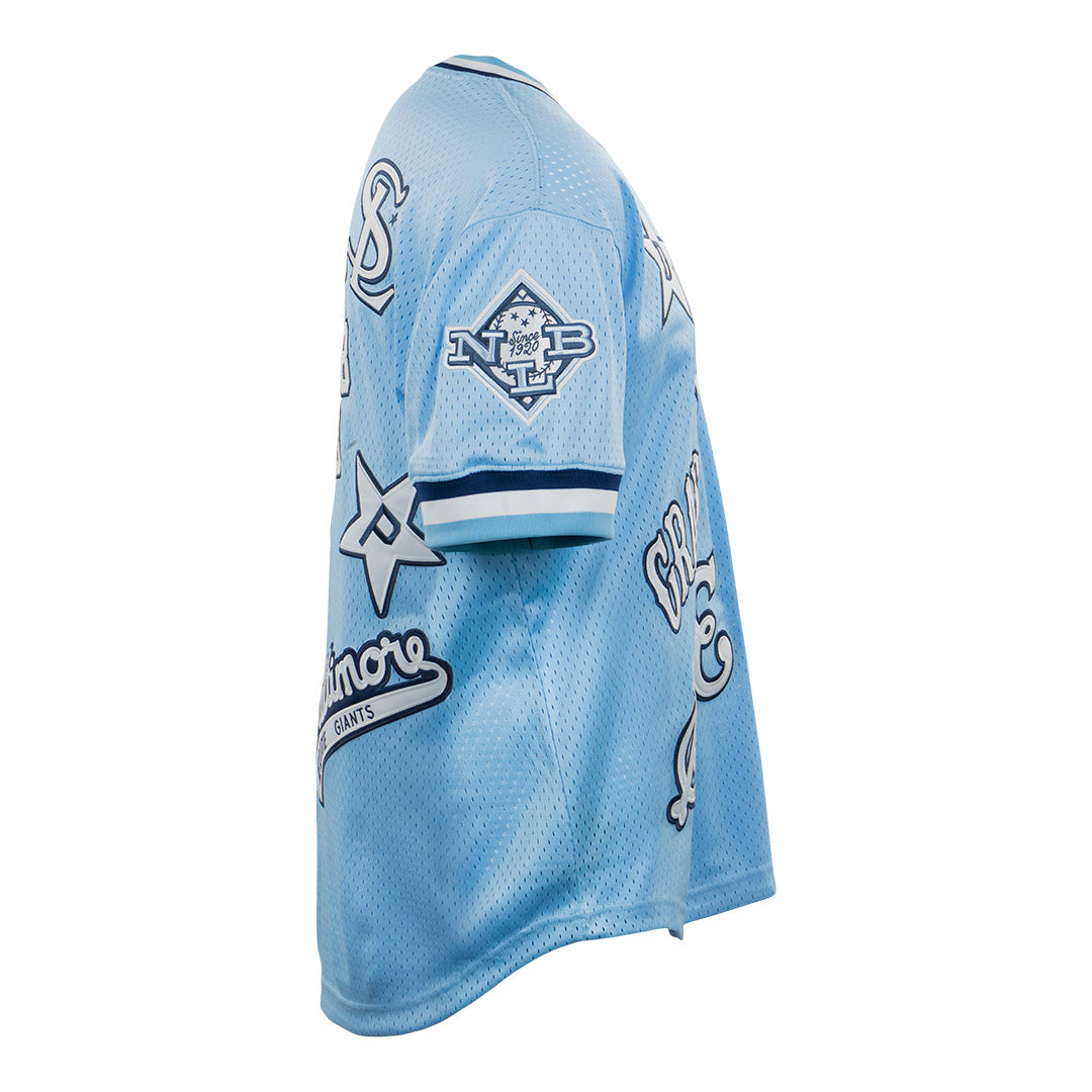 Negro League Allover Vintage Inspired NL Replica V-Neck Mesh Jersey - Light Blue product image 7, provided for visual