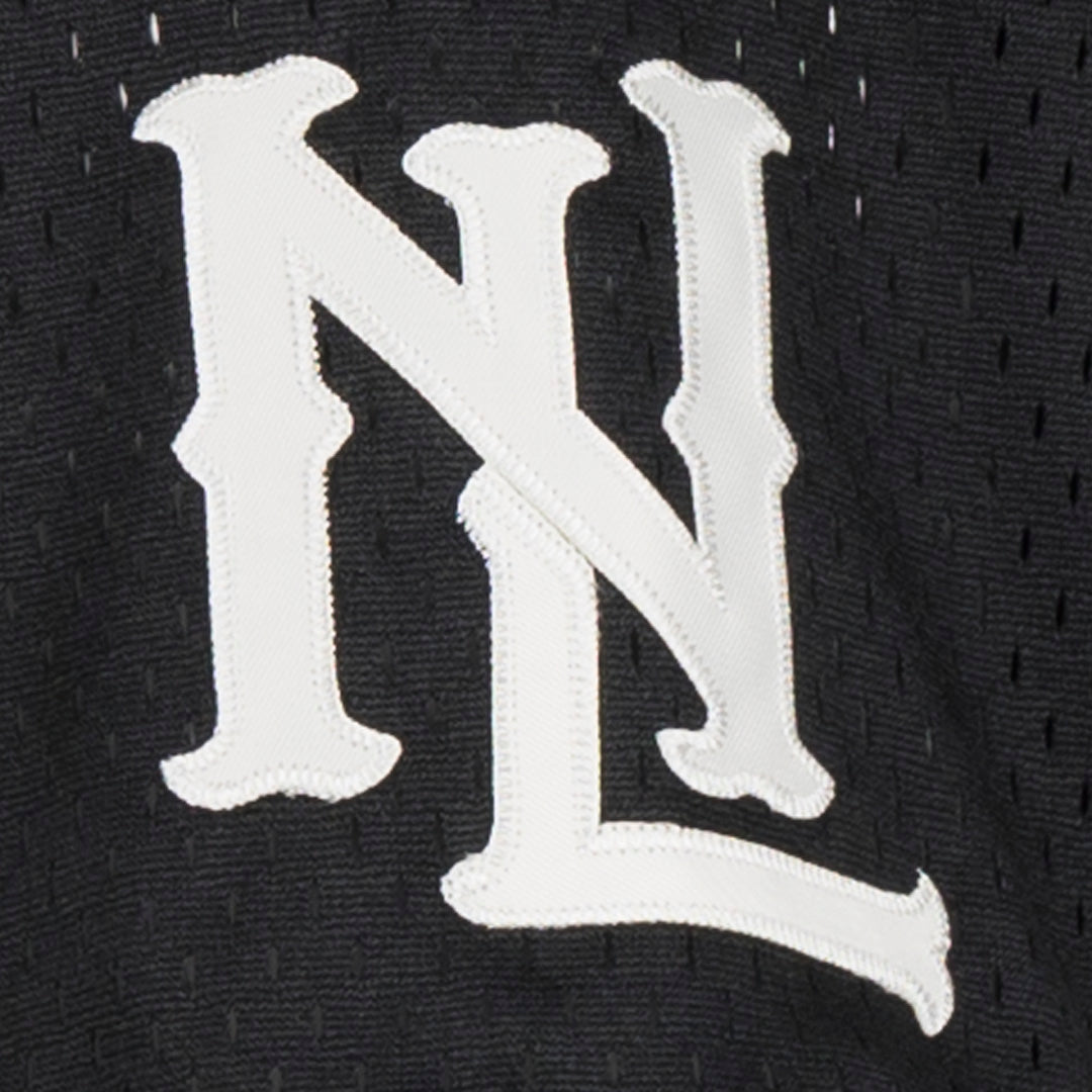 Negro League Allover Vintage Inspired NL Replica V-Neck Mesh Jersey - Black product image 4, provided for visual reference