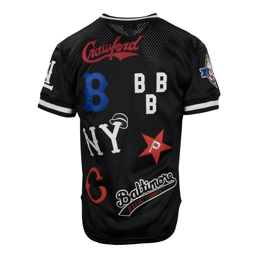 Negro League Allover Vintage Inspired NL Replica V-Neck Mesh Jersey - Black product image 7, provided for visual reference