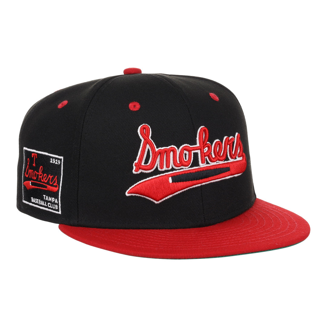 Tampa Smokers NLB Black and Red Fitted Ballcap product image 1, provided for visual reference and product detail review