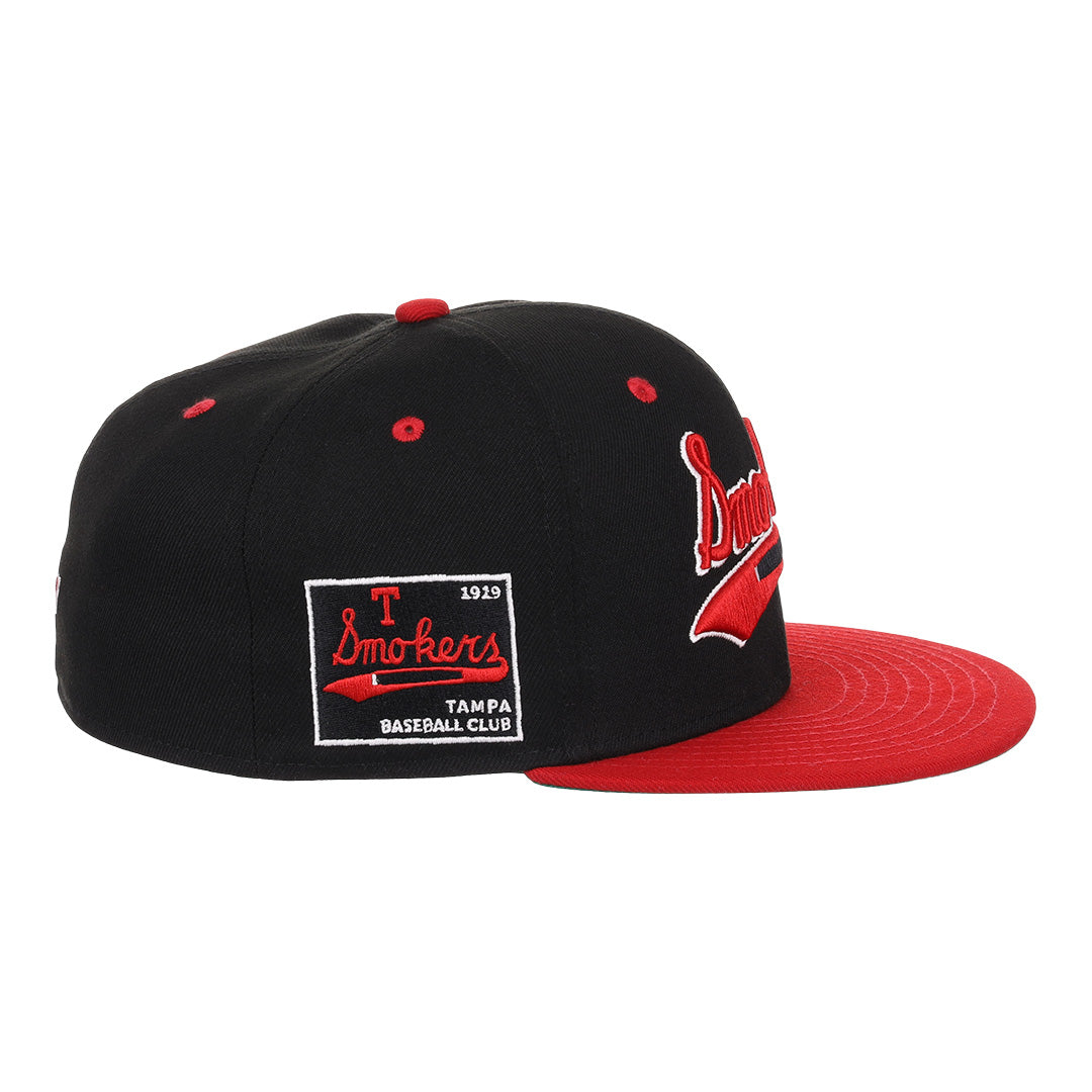 Tampa Smokers NLB Black and Red Fitted Ballcap product image 3, provided for visual reference and product detail review