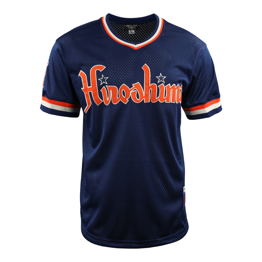 Hiroshima Carp EFF DNA Replica V-Neck Mesh Jersey product image 1, provided for visual reference and product detail review