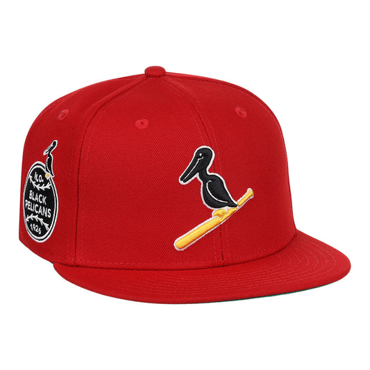 New Orleans Black Pelicans NLB Team Color Fitted Ballcap - Red product image 1, provided for visual reference and product