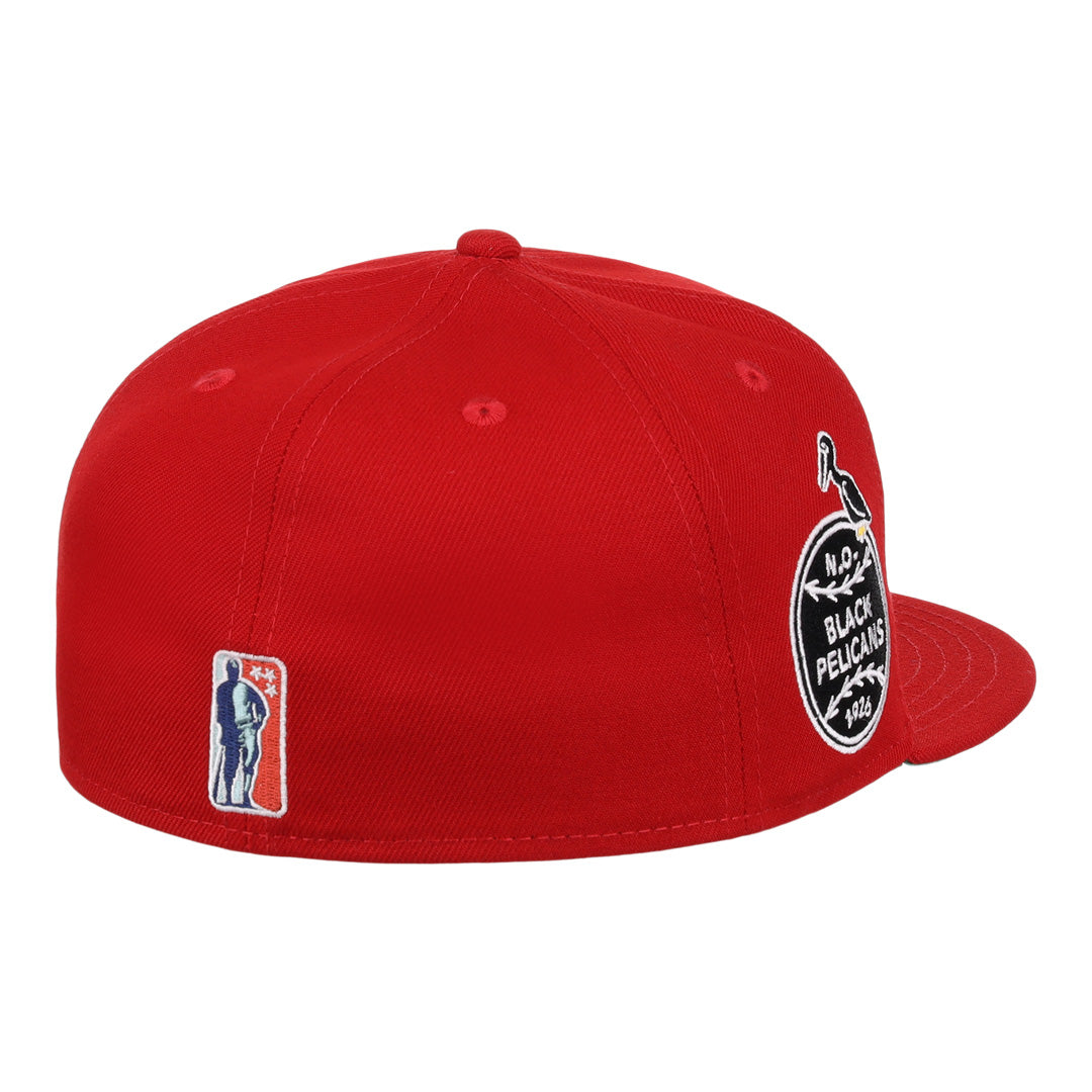 New Orleans Black Pelicans NLB Team Color Fitted Ballcap - Red product image 4, provided for visual reference and product
