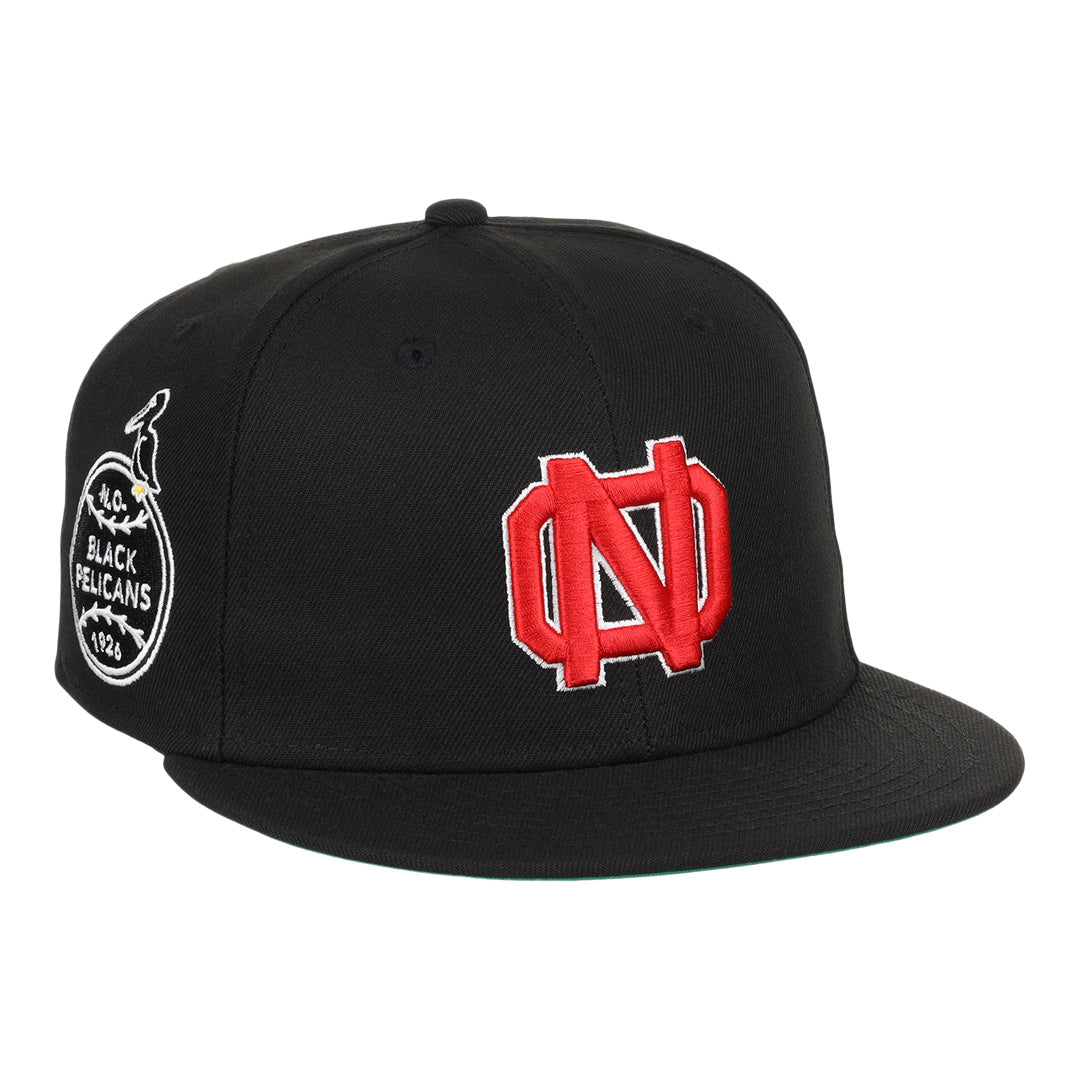 New Orleans Black Pelicans NLB Team Color Fitted Ballcap - Black product image 1, provided for visual reference and product