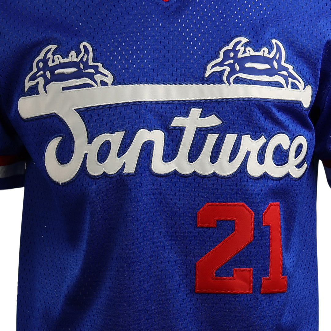 Roberto Clemente Santurce Cangrejeros Vintage Inspired NL Replica V-Neck Mesh Jersey - Royal product image 2, provided for