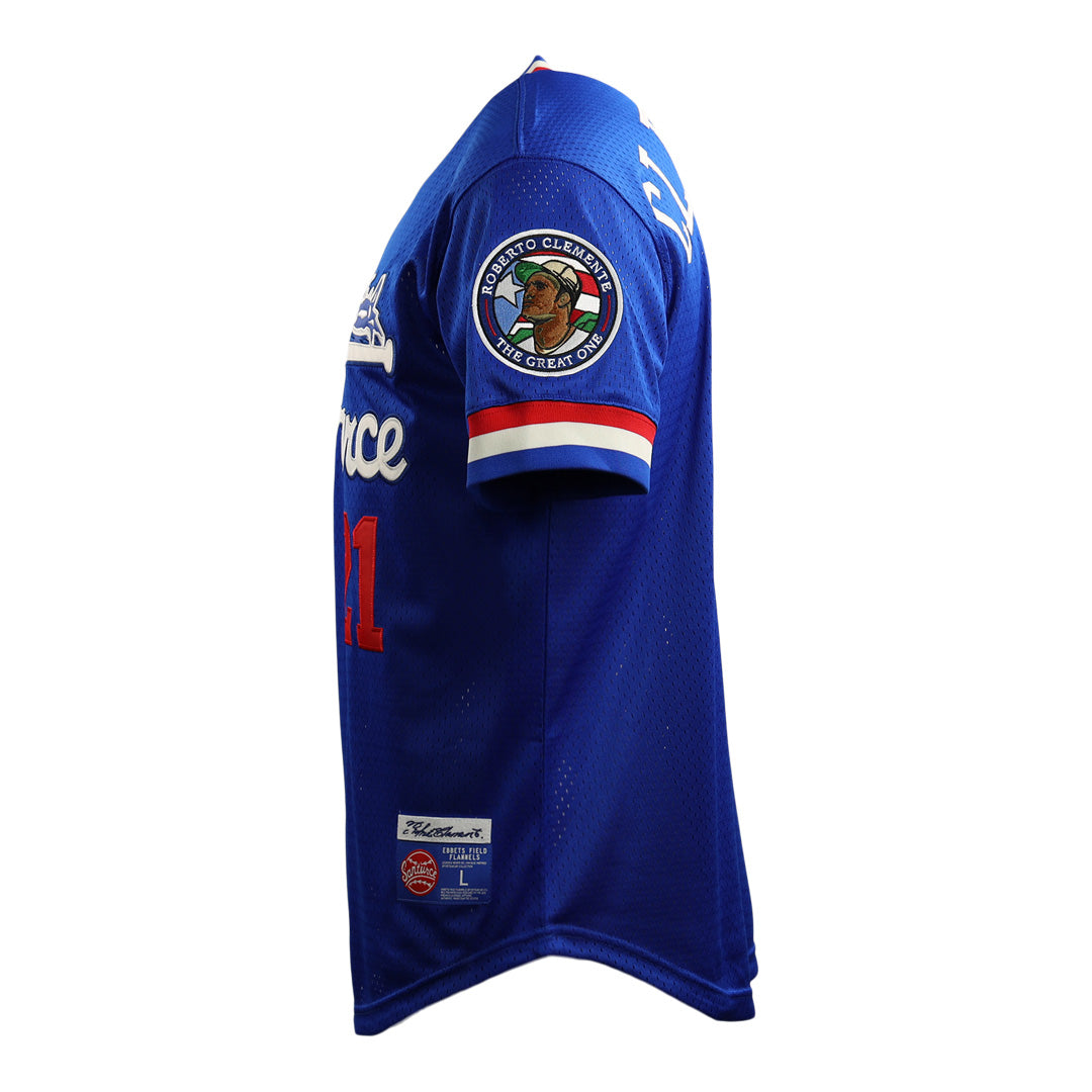 Roberto Clemente Santurce Cangrejeros Vintage Inspired NL Replica V-Neck Mesh Jersey - Royal product image 3, provided for