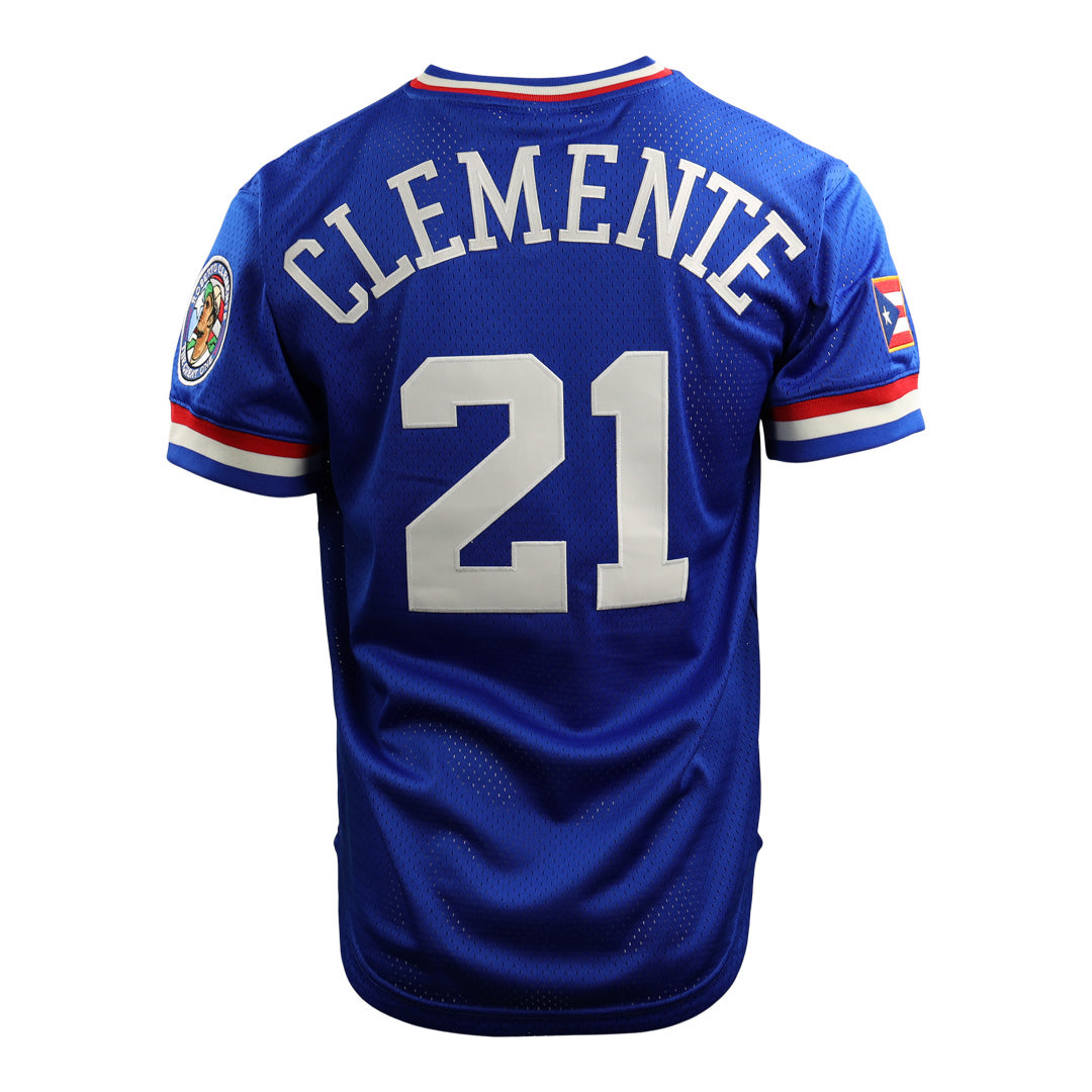 Roberto Clemente Santurce Cangrejeros Vintage Inspired NL Replica V-Neck Mesh Jersey - Royal product image 7, provided for