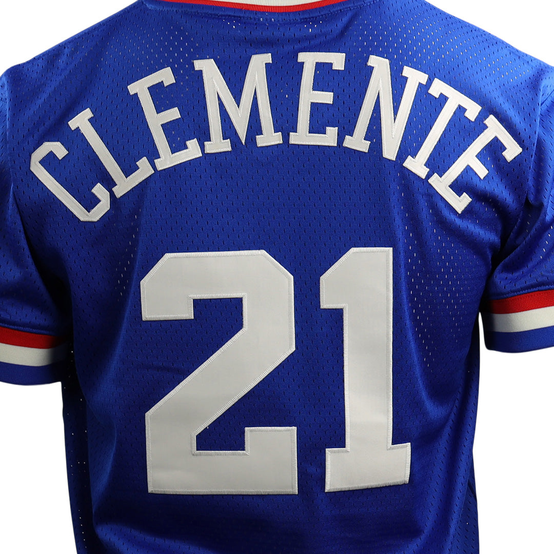 Roberto Clemente Santurce Cangrejeros Vintage Inspired NL Replica V-Neck Mesh Jersey - Royal product image 8, provided for