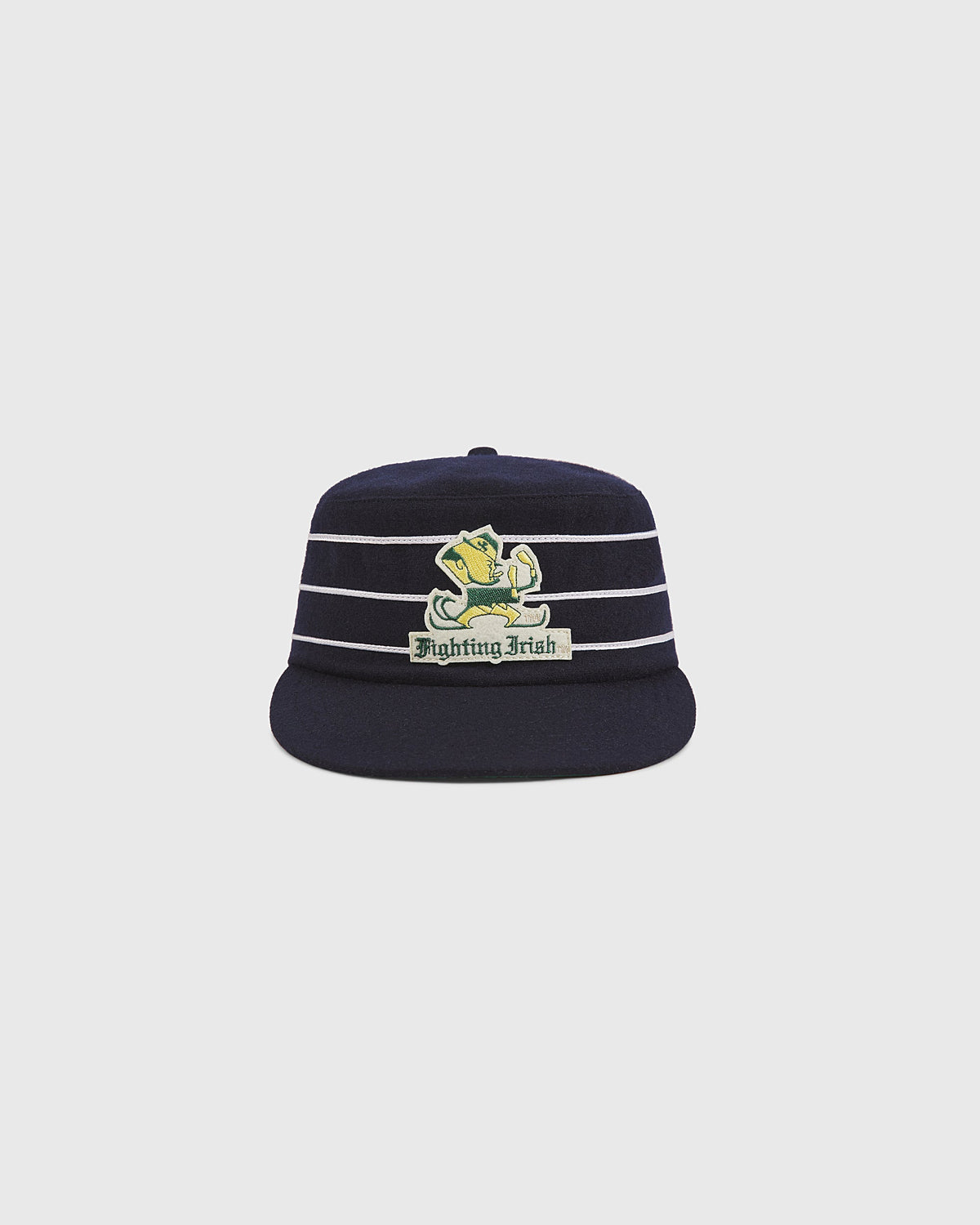 Notre Dame Leprechaun Pillbox Wool Ballcap product image 1, provided for visual reference and product detail review
