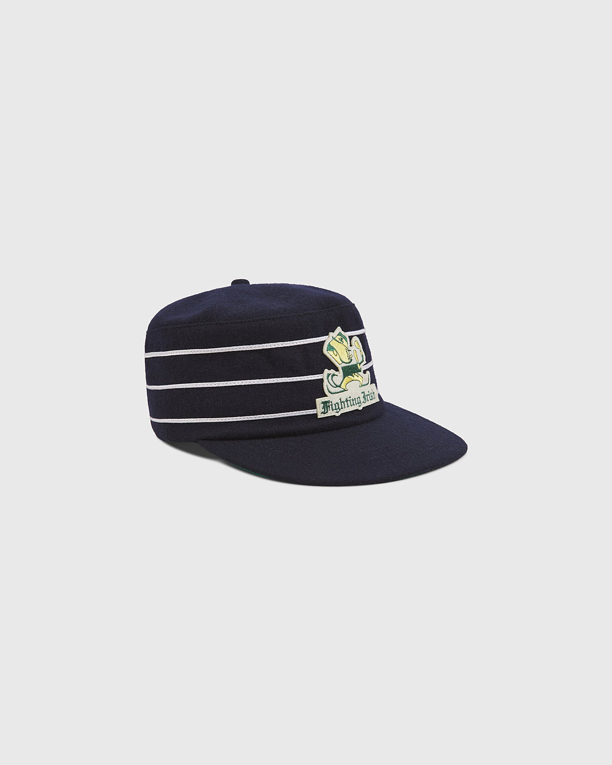 Notre Dame Leprechaun Pillbox Wool Ballcap product image 4, provided for visual reference and product detail review