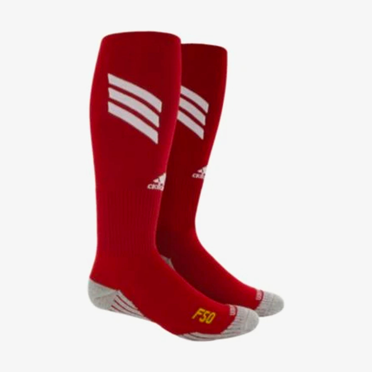 F-50 Soccer Sock Large - Red/White product image 1, provided for visual reference and product detail review