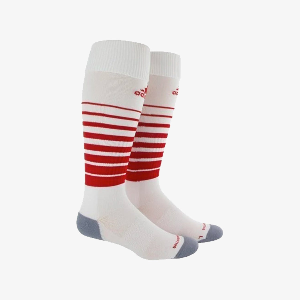 Team Speed Soccer Socks Small - White/Red product image 1, provided for visual reference and product detail review