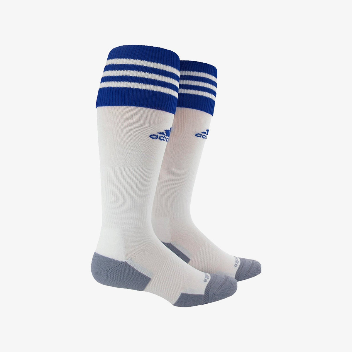 Copa Zone Soccer Socks White/Royal Medium product image 1, provided for visual reference and product detail review