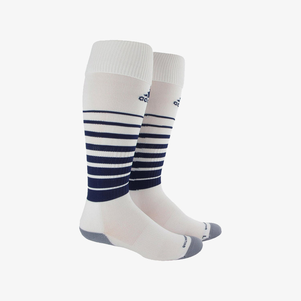 Team Speed Soccer Socks Medium - White/Navy product image 1, provided for visual reference and product detail review