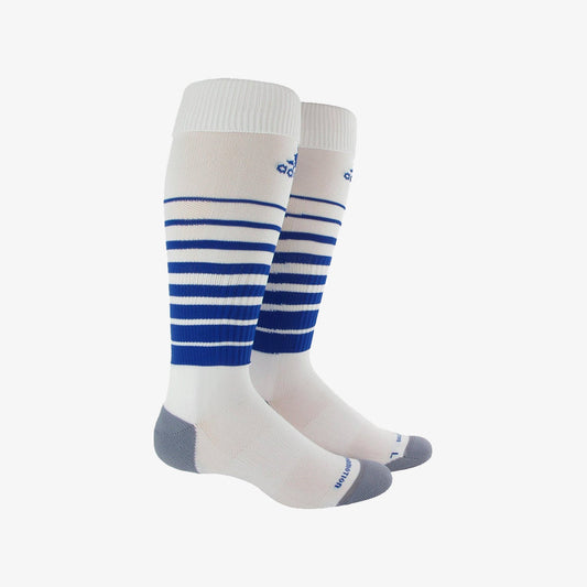 Team Speed Soccer Socks Small - White/Royal product image 1, provided for visual reference and product detail review