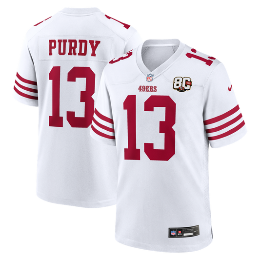 San Francisco 49ers Brock Purdy Nike White 80th Anniversary product image 1