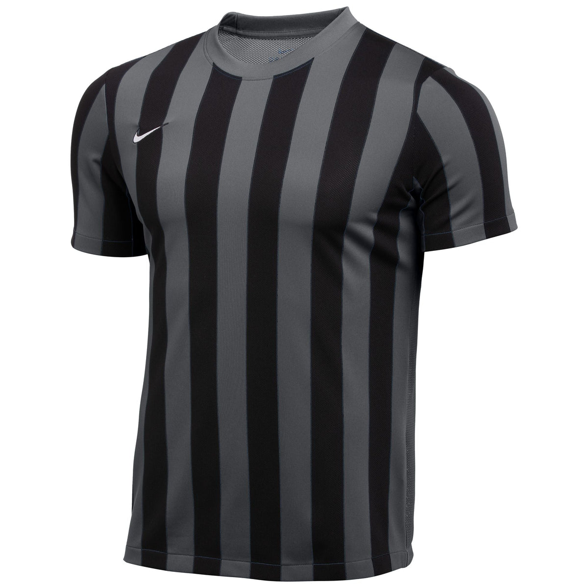 Nike Dri-FIT Division 4 Big Kids' Striped Short-Sleeve Soccer Jersey product image 1, provided for visual reference and