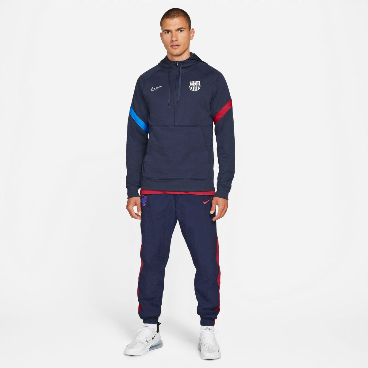 FC Barcelona Men Nike Dri-FIT 1/2-Zip Soccer Hoodie product image 4, provided for visual reference and product detail review