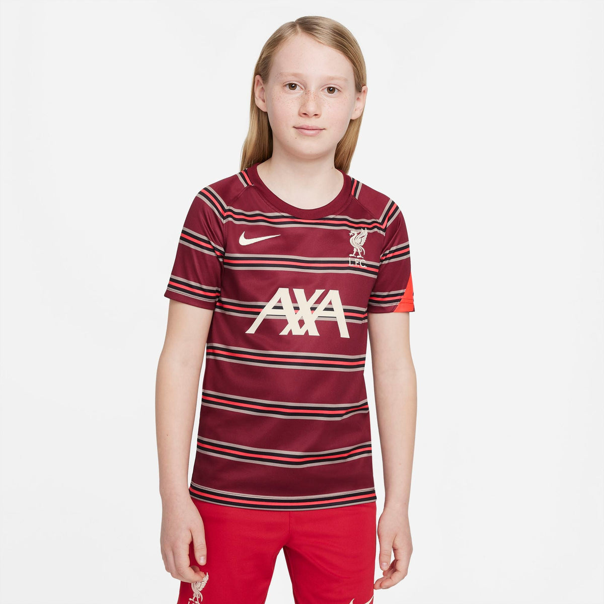 Liverpool FC Big Kids' Pre-Match Short-Sleeve Soccer Top product image 1, provided for visual reference and product detail