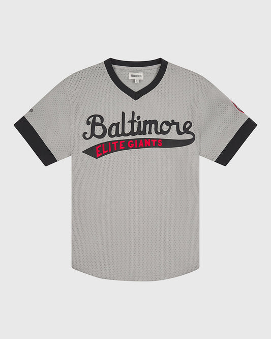 Baltimore Elite Giants 1949 V-Neck Mesh Road Jersey product image 1, provided for visual reference and product detail review