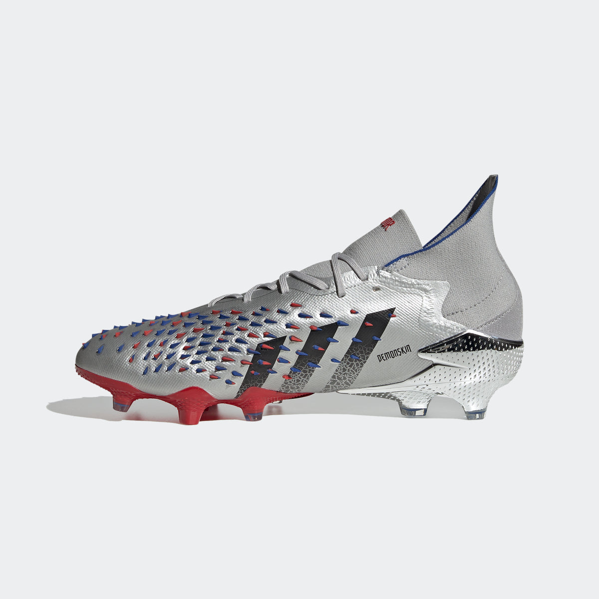 Predator Freak.1 FG Cleats - Silver Metallic/Core Black/Royal Blue product image 2, provided for visual reference and