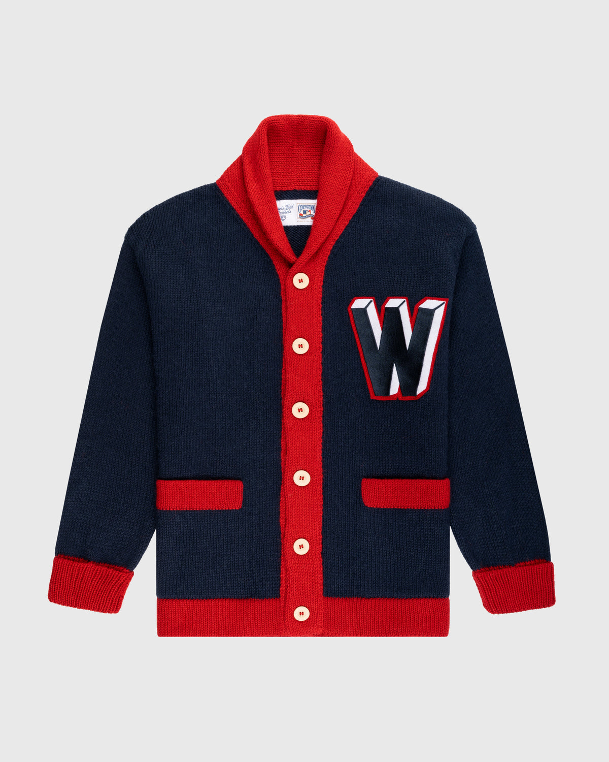 Washington Senators 1963-67 Wool Shawl Collar Sweater product image 1, provided for visual reference and product detail