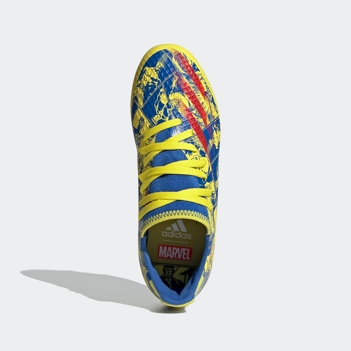 adidas Marvel X Ghosted.3 FG Kid's Cleats - Blue/Vivid Red/Bright Yellow product image 5, provided for visual reference and