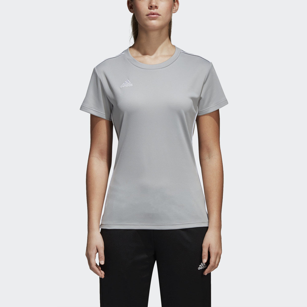 adidas Women Core 18 Training Jersey - Stone/White product image 1, provided for visual reference and product detail review